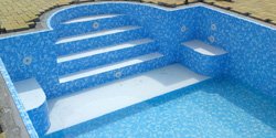 Mozaikfóliás külső masszázslépcsős medence